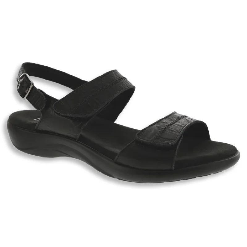 SAS Nudu Black Larse Tooled Leather Sandal (Women's)