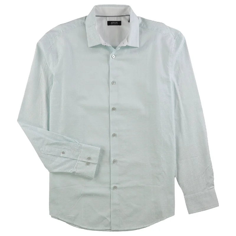 Men's Retro - Style Hawaiian Print Casual Shirts in Bold Patterns for a Tropical VacationAlfani Mens Geometric Button Up Shirt, Green, Medium Men's Retro - Style Hawaiian Print Casual Shirts in Bold Patterns for a Tropical VacationAlfani Mens Geometric Button Up Shirt, Green, Medium