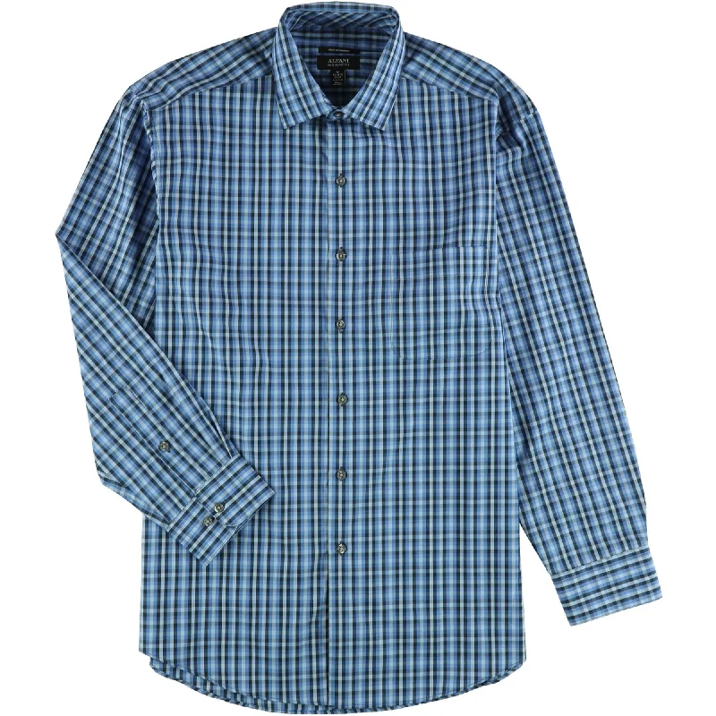 Men's Sustainable Recycled Material Casual Shirts for Eco - Conscious ConsumersAlfani Mens Performance Button Up Shirt, Blue, Medium Men's Sustainable Recycled Material Casual Shirts for Eco - Conscious ConsumersAlfani Mens Performance Button Up Shirt, Blue, Medium
