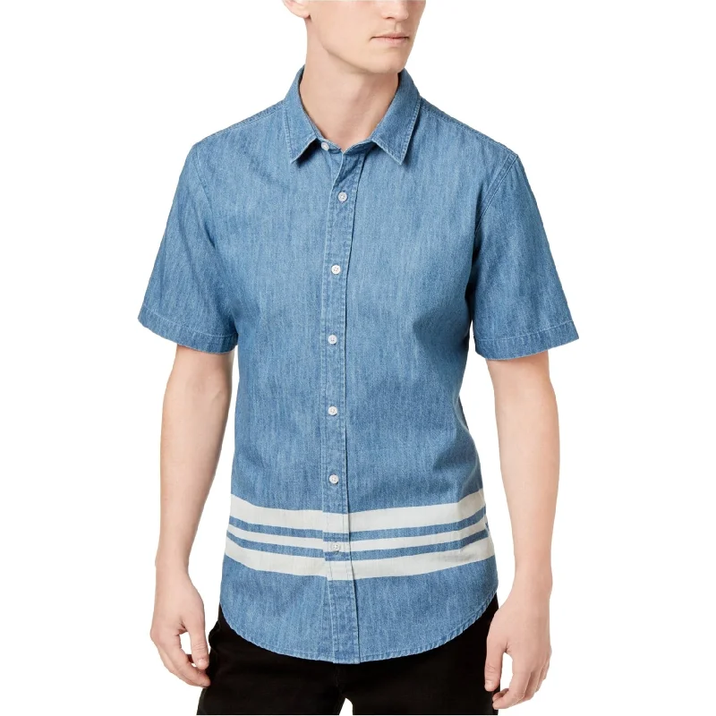 Men's Distressed Denim Casual Shirts with Frayed Edges for a Trendy and Rugged LookAmerican Rag Mens Paulie Varsity Button Up Shirt Men's Distressed Denim Casual Shirts with Frayed Edges for a Trendy and Rugged LookAmerican Rag Mens Paulie Varsity Button Up Shirt