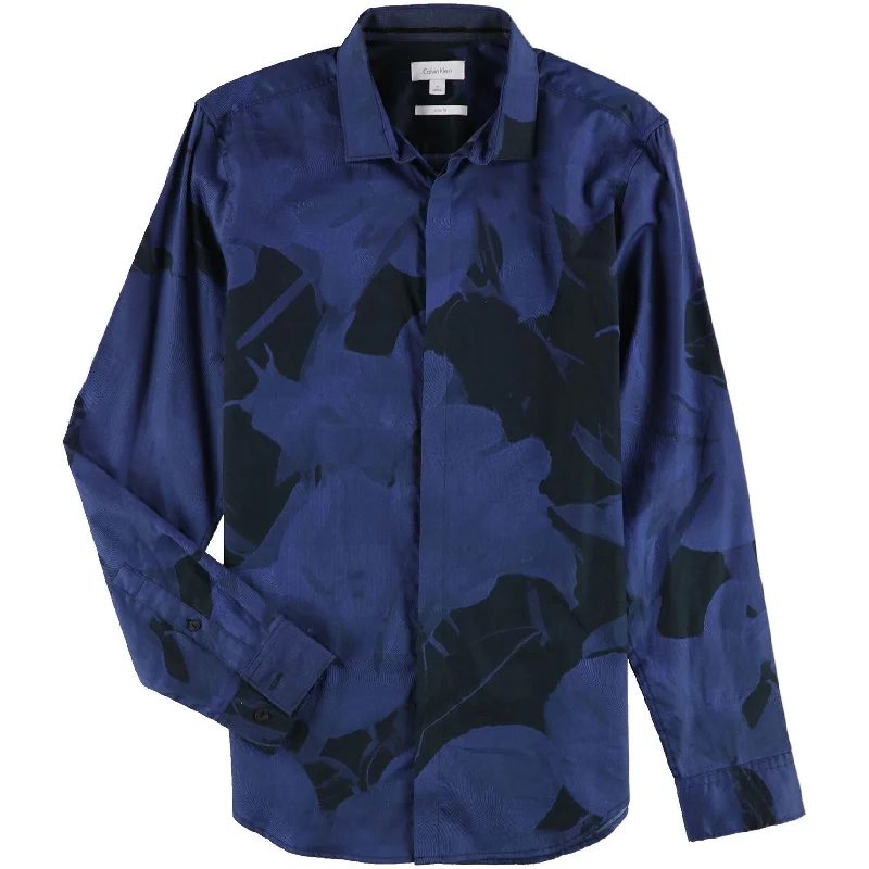 Men's Sustainable Recycled Material Casual Shirts for Eco - Conscious ConsumersCalvin Klein Mens Abstract Graphic Print Button Up Shirt, Blue, Small Men's Sustainable Recycled Material Casual Shirts for Eco - Conscious ConsumersCalvin Klein Mens Abstract Graphic Print Button Up Shirt, Blue, Small