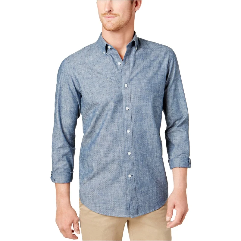 Men's Wrinkle - Resistant Polyester Blend Casual Shirts for Easy Travel and MaintenanceClub Room Mens Chambray Button Up Shirt, Blue, Small Men's Wrinkle - Resistant Polyester Blend Casual Shirts for Easy Travel and MaintenanceClub Room Mens Chambray Button Up Shirt, Blue, Small