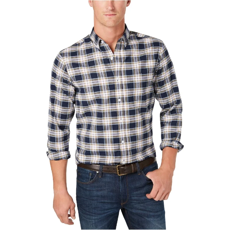 Men's Two - Tone Contrast Panel Casual Shirts in White and Navy for a Stylish and Eye - Catching DesignClub Room Mens Connery Button Up Shirt, Blue, Small Men's Two - Tone Contrast Panel Casual Shirts in White and Navy for a Stylish and Eye - Catching DesignClub Room Mens Connery Button Up Shirt, Blue, Small