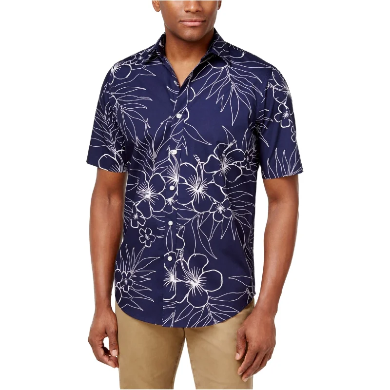 Men's Sustainable Recycled Material Casual Shirts for Eco - Conscious ConsumersClub Room Mens Floral Sketch Button Up Shirt, Blue, Small Men's Sustainable Recycled Material Casual Shirts for Eco - Conscious ConsumersClub Room Mens Floral Sketch Button Up Shirt, Blue, Small