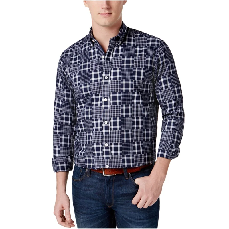 Men's Short - Sleeve Linen Casual Shirts in Light Khaki for a Breathable Summer OptionClub Room Mens Patchwork Print Button Up Shirt, Blue, Large Men's Short - Sleeve Linen Casual Shirts in Light Khaki for a Breathable Summer OptionClub Room Mens Patchwork Print Button Up Shirt, Blue, Large