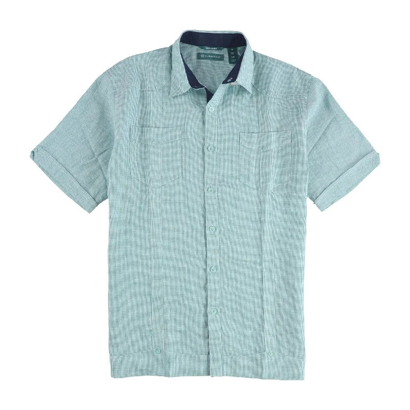 Men's Thermal - Lined Casual Shirts in Black for Added Warmth in Cold WeatherCubAvera Mens Mini Houndstooth Button Up Shirt, Green, Small Men's Thermal - Lined Casual Shirts in Black for Added Warmth in Cold WeatherCubAvera Mens Mini Houndstooth Button Up Shirt, Green, Small