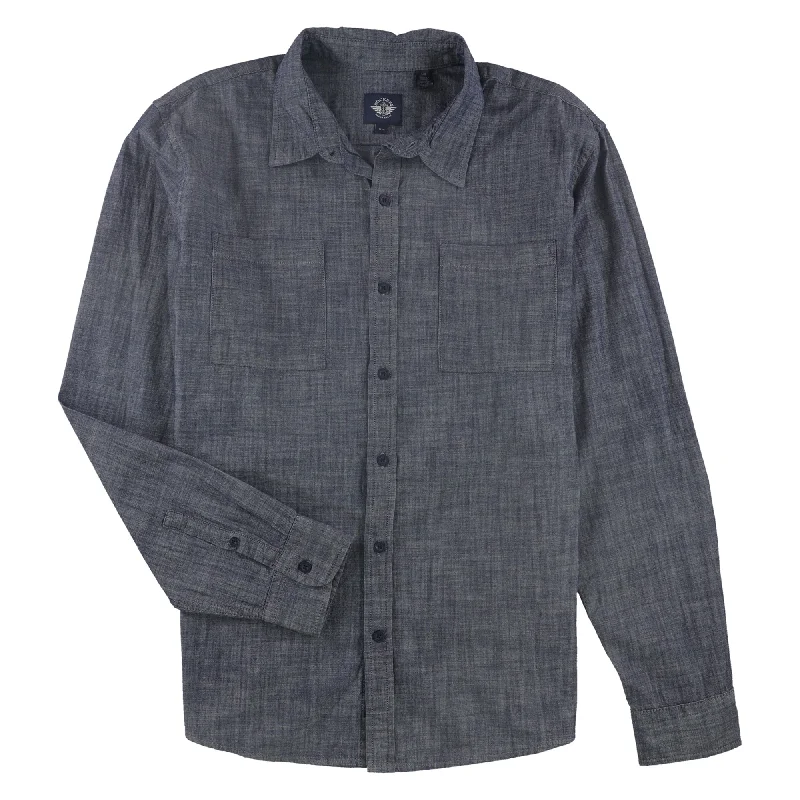 Men's Embroidered Detail Casual Shirts in Beige for a Touch of EleganceDockers Mens Chambray Button Up Shirt, Blue, Large Men's Embroidered Detail Casual Shirts in Beige for a Touch of EleganceDockers Mens Chambray Button Up Shirt, Blue, Large