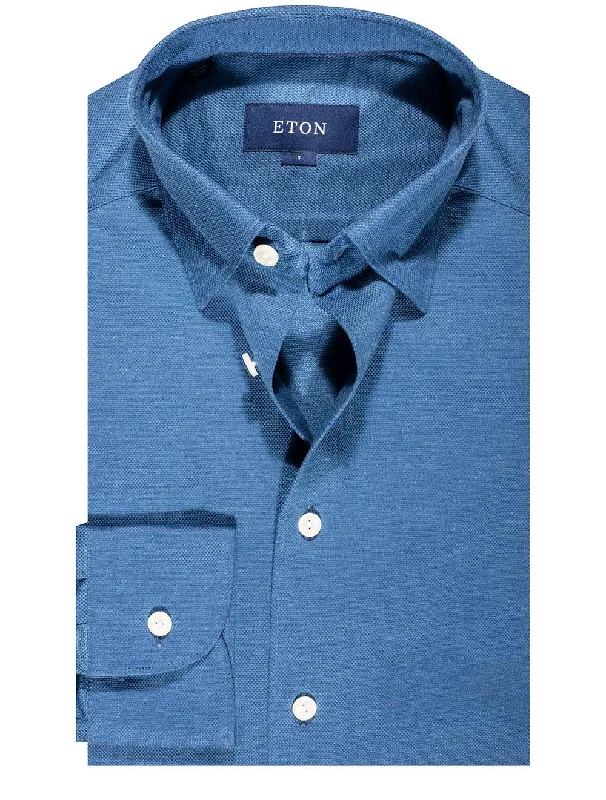 Men's Embroidered Detail Casual Shirts in Beige for a Touch of EleganceSlim Fit Jersey Pique Shirt Blue Men's Embroidered Detail Casual Shirts in Beige for a Touch of EleganceSlim Fit Jersey Pique Shirt Blue