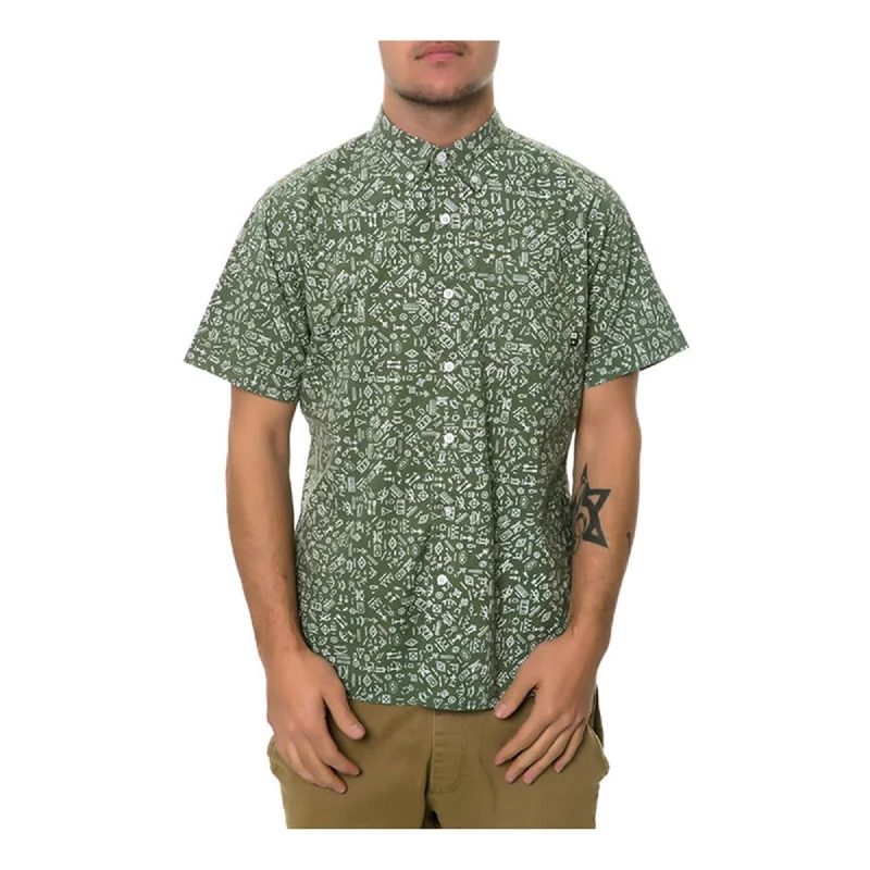 Plus Size Men's Striped Chambray Casual Shirts with a Spread Collar for a Preppy AppearanceFourstar Clothing Mens The Ishod SS Button Up Shirt, Green, Small Plus Size Men's Striped Chambray Casual Shirts with a Spread Collar for a Preppy AppearanceFourstar Clothing Mens The Ishod SS Button Up Shirt, Green, Small