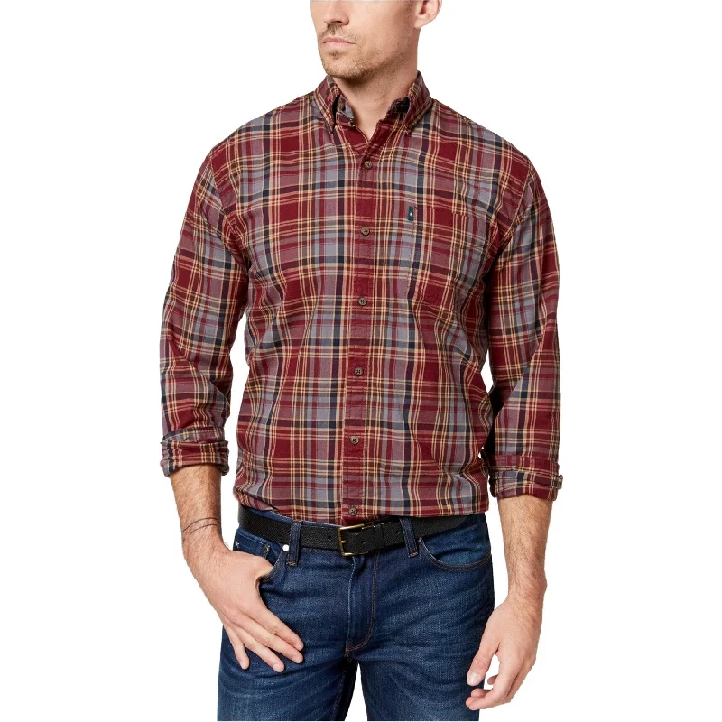 Men's Embroidered Detail Casual Shirts in Beige for a Touch of EleganceG.H. Bass & Co. Mens Plaid Button Up Shirt, Red, Small Men's Embroidered Detail Casual Shirts in Beige for a Touch of EleganceG.H. Bass & Co. Mens Plaid Button Up Shirt, Red, Small