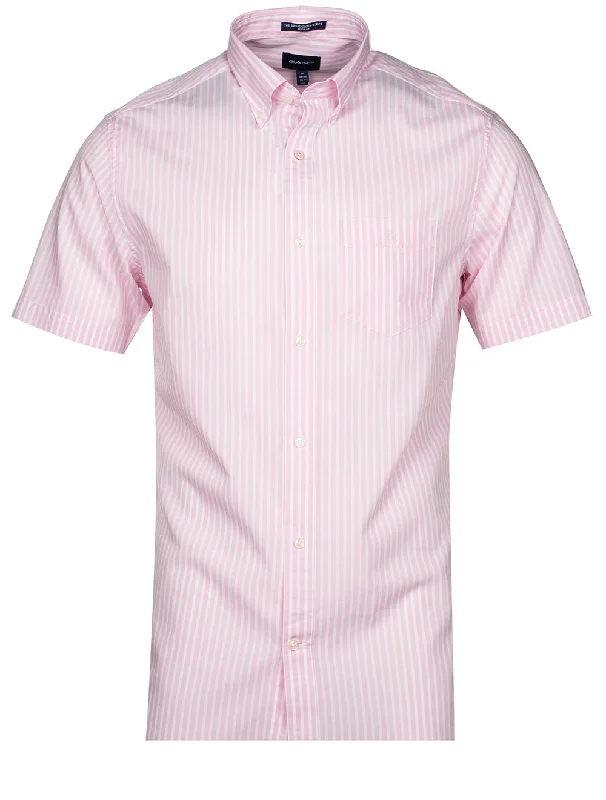 Men's Stretch - Fabric Casual Shirts in Navy Blue for a Comfortable and Flexible FitRegular Fit Stripe Short Sleeve Broadcloth Shirt California Pink Men's Stretch - Fabric Casual Shirts in Navy Blue for a Comfortable and Flexible FitRegular Fit Stripe Short Sleeve Broadcloth Shirt California Pink