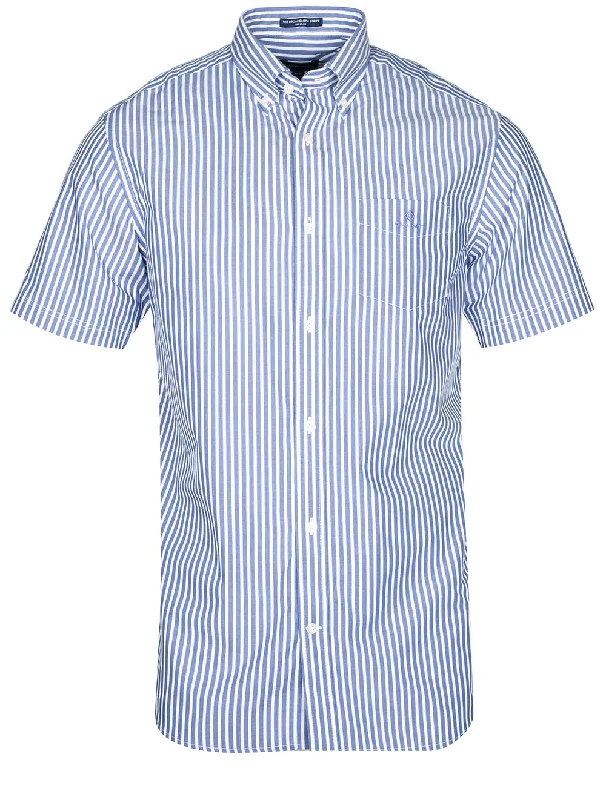 Men's Two - Tone Contrast Panel Casual Shirts in White and Navy for a Stylish and Eye - Catching DesignRegular Fit Stripe Short Sleeve Broadcloth Shirt College Blue Men's Two - Tone Contrast Panel Casual Shirts in White and Navy for a Stylish and Eye - Catching DesignRegular Fit Stripe Short Sleeve Broadcloth Shirt College Blue