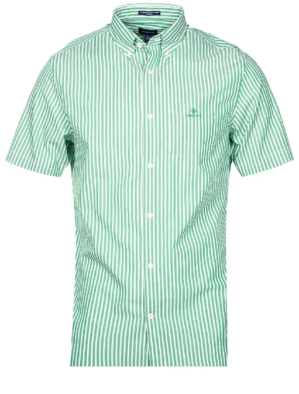 Men's Sustainable Recycled Material Casual Shirts for Eco - Conscious ConsumersRegular Fit Stripe Short Sleeve Broadcloth Shirt Lavish Green Men's Sustainable Recycled Material Casual Shirts for Eco - Conscious ConsumersRegular Fit Stripe Short Sleeve Broadcloth Shirt Lavish Green