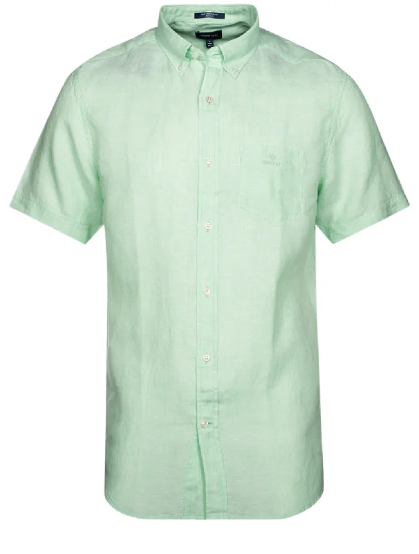 Men's Button - Down Oxford Casual Shirts in Crisp White for a Classic and Versatile StyleRegular Linen Short Sleeve Shirt Absinthe Green Men's Button - Down Oxford Casual Shirts in Crisp White for a Classic and Versatile StyleRegular Linen Short Sleeve Shirt Absinthe Green