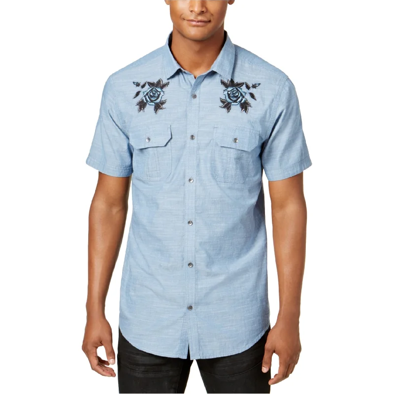 Men's Organic Cotton Casual Shirts with a Soft Handfeel for Everyday ComfortI-N-C Mens Blue Roses Button Up Shirt Men's Organic Cotton Casual Shirts with a Soft Handfeel for Everyday ComfortI-N-C Mens Blue Roses Button Up Shirt