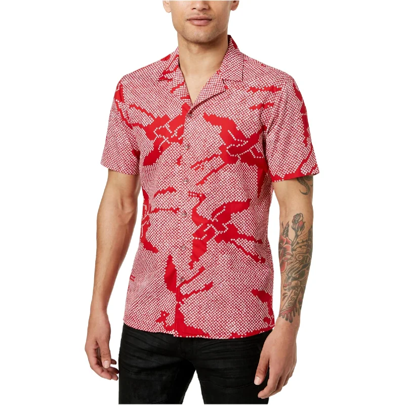 Men's Sustainable Recycled Material Casual Shirts for Eco - Conscious ConsumersI-N-C Mens Geo Crane Button Up Shirt, Red, X-Small Men's Sustainable Recycled Material Casual Shirts for Eco - Conscious ConsumersI-N-C Mens Geo Crane Button Up Shirt, Red, X-Small
