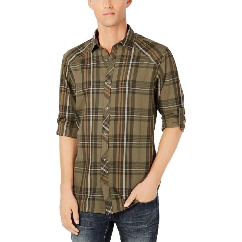 Plus Size Men's Striped Chambray Casual Shirts with a Spread Collar for a Preppy AppearanceI-N-C Mens Plaid Button Up Shirt Plus Size Men's Striped Chambray Casual Shirts with a Spread Collar for a Preppy AppearanceI-N-C Mens Plaid Button Up Shirt