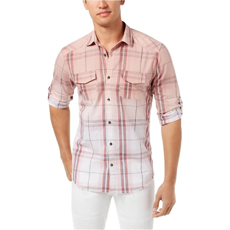 Men's Retro - Style Hawaiian Print Casual Shirts in Bold Patterns for a Tropical VacationI-N-C Mens Plaid Button Up Shirt, Pink, Medium Men's Retro - Style Hawaiian Print Casual Shirts in Bold Patterns for a Tropical VacationI-N-C Mens Plaid Button Up Shirt, Pink, Medium