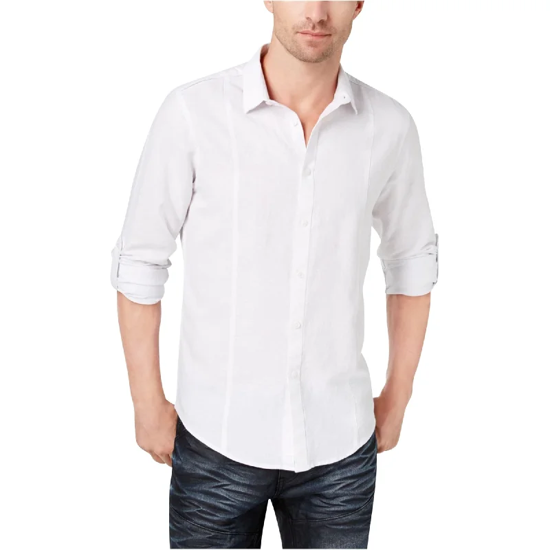 Men's Linen Blend Casual Shirts with Roll - Up Sleeves for a Summer Beach LookI-N-C Mens Seamed Roll Button Up Shirt Men's Linen Blend Casual Shirts with Roll - Up Sleeves for a Summer Beach LookI-N-C Mens Seamed Roll Button Up Shirt