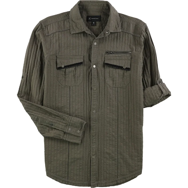 Men's Retro - Style Hawaiian Print Casual Shirts in Bold Patterns for a Tropical VacationI-N-C Mens Textured Utility Button Up Shirt, Grey, Medium Men's Retro - Style Hawaiian Print Casual Shirts in Bold Patterns for a Tropical VacationI-N-C Mens Textured Utility Button Up Shirt, Grey, Medium