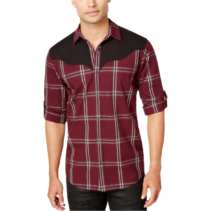 Plus Size Men's Striped Chambray Casual Shirts with a Spread Collar for a Preppy AppearanceI-N-C Mens Western Plaid Button Up Shirt Plus Size Men's Striped Chambray Casual Shirts with a Spread Collar for a Preppy AppearanceI-N-C Mens Western Plaid Button Up Shirt