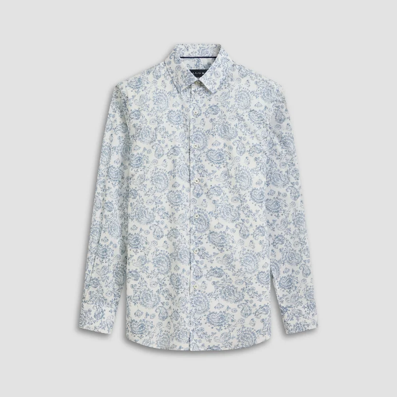 Men's Stretch - Fabric Casual Shirts in Navy Blue for a Comfortable and Flexible FitJulian Paisley Shirt Men's Stretch - Fabric Casual Shirts in Navy Blue for a Comfortable and Flexible FitJulian Paisley Shirt
