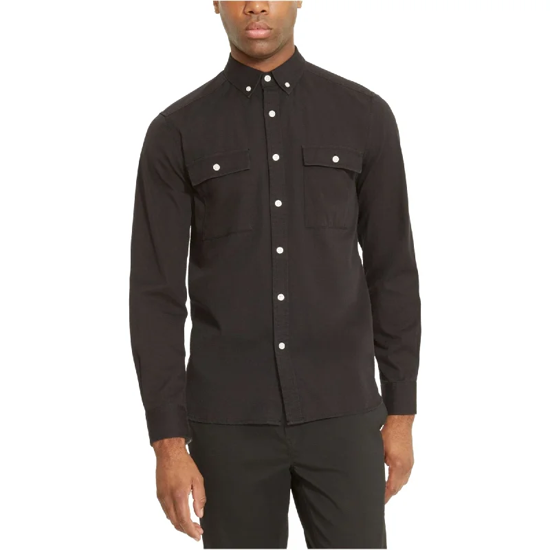Plus Size Men's Striped Chambray Casual Shirts with a Spread Collar for a Preppy AppearanceKenneth Cole Mens Dual Pocket Button Up Shirt Plus Size Men's Striped Chambray Casual Shirts with a Spread Collar for a Preppy AppearanceKenneth Cole Mens Dual Pocket Button Up Shirt