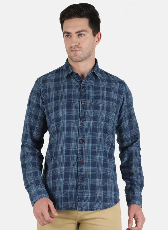 Men's Wrinkle - Resistant Polyester Blend Casual Shirts for Easy Travel and MaintenanceMen Blue Check Shirt Men's Wrinkle - Resistant Polyester Blend Casual Shirts for Easy Travel and MaintenanceMen Blue Check Shirt