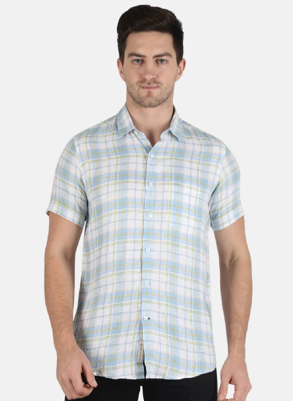 Men's Sustainable Recycled Material Casual Shirts for Eco - Conscious ConsumersMen Blue Check Shirt Men's Sustainable Recycled Material Casual Shirts for Eco - Conscious ConsumersMen Blue Check Shirt