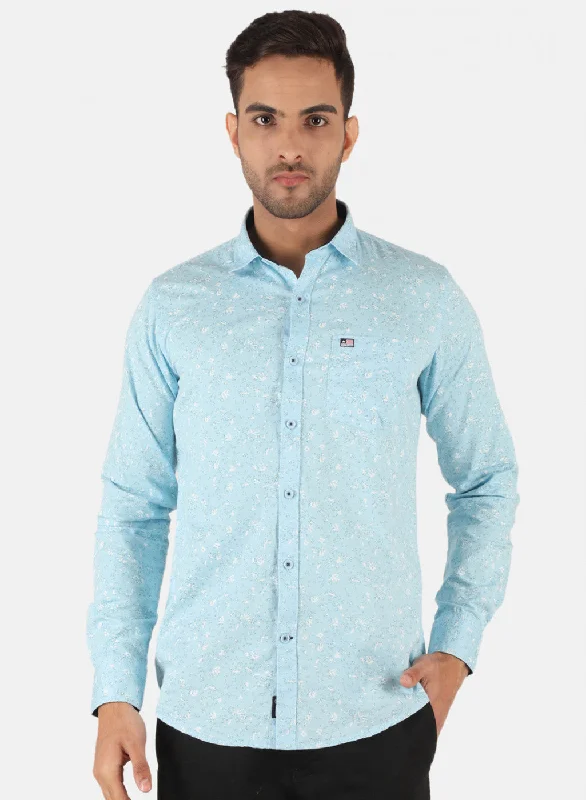 Men's Thermal - Lined Casual Shirts in Black for Added Warmth in Cold WeatherMen Blue Printed Shirt Men's Thermal - Lined Casual Shirts in Black for Added Warmth in Cold WeatherMen Blue Printed Shirt