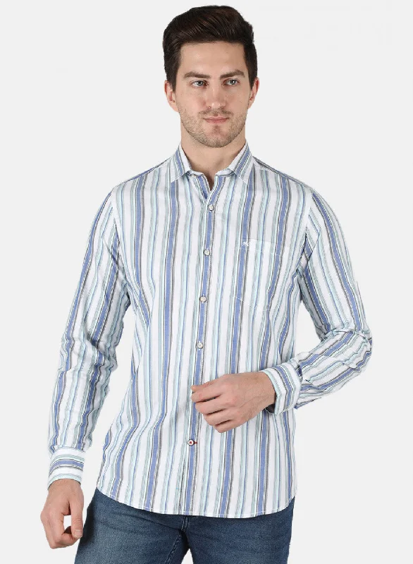 Men's Embroidered Detail Casual Shirts in Beige for a Touch of EleganceMen Blue Stripe Shirt Men's Embroidered Detail Casual Shirts in Beige for a Touch of EleganceMen Blue Stripe Shirt