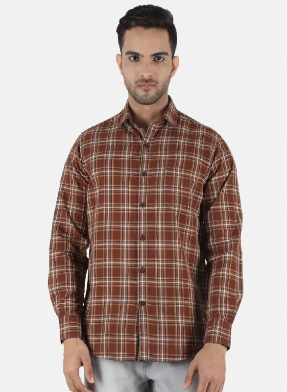 Men's Sustainable Recycled Material Casual Shirts for Eco - Conscious ConsumersMen Brown Check Shirt Men's Sustainable Recycled Material Casual Shirts for Eco - Conscious ConsumersMen Brown Check Shirt