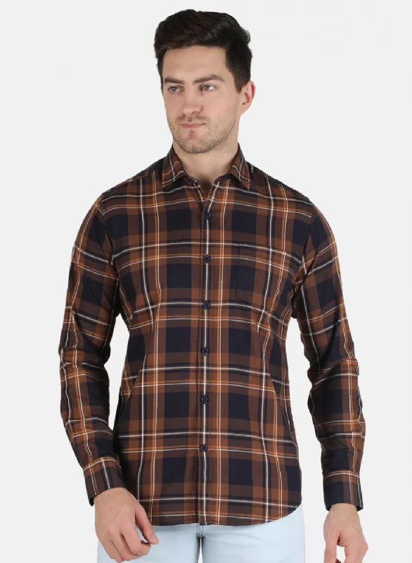 Men's Shearling - Lined Collar Casual Shirts in Brown for a Rustic and Warm AppealMen Brown Check Shirt Men's Shearling - Lined Collar Casual Shirts in Brown for a Rustic and Warm AppealMen Brown Check Shirt