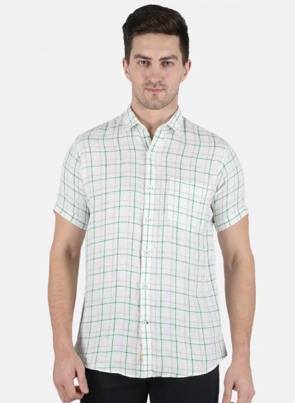 Men's Two - Tone Contrast Panel Casual Shirts in White and Navy for a Stylish and Eye - Catching DesignMen Green Check Shirt Men's Two - Tone Contrast Panel Casual Shirts in White and Navy for a Stylish and Eye - Catching DesignMen Green Check Shirt