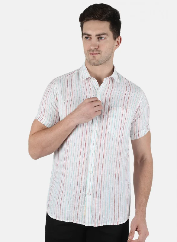 Men's Short - Sleeve Linen Casual Shirts in Light Khaki for a Breathable Summer OptionMen Green Stripe Shirt Men's Short - Sleeve Linen Casual Shirts in Light Khaki for a Breathable Summer OptionMen Green Stripe Shirt