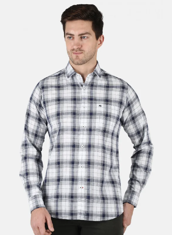 Men's Two - Tone Contrast Panel Casual Shirts in White and Navy for a Stylish and Eye - Catching DesignMen Grey Check Shirt Men's Two - Tone Contrast Panel Casual Shirts in White and Navy for a Stylish and Eye - Catching DesignMen Grey Check Shirt