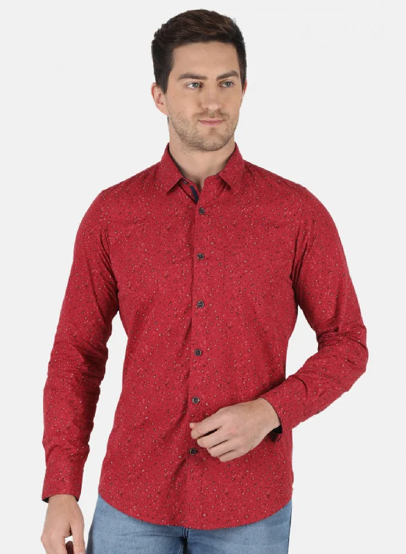 Men's Button - Down Oxford Casual Shirts in Crisp White for a Classic and Versatile StyleMen Maroon Printed Shirt Men's Button - Down Oxford Casual Shirts in Crisp White for a Classic and Versatile StyleMen Maroon Printed Shirt