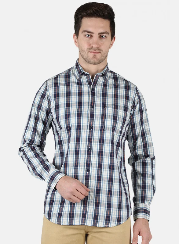 Men's Two - Tone Contrast Panel Casual Shirts in White and Navy for a Stylish and Eye - Catching DesignMen Multicolor Check Shirt Men's Two - Tone Contrast Panel Casual Shirts in White and Navy for a Stylish and Eye - Catching DesignMen Multicolor Check Shirt