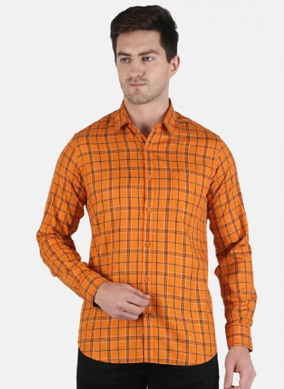 Men's Thermal - Lined Casual Shirts in Black for Added Warmth in Cold WeatherMen Mustard Check Shirt Men's Thermal - Lined Casual Shirts in Black for Added Warmth in Cold WeatherMen Mustard Check Shirt