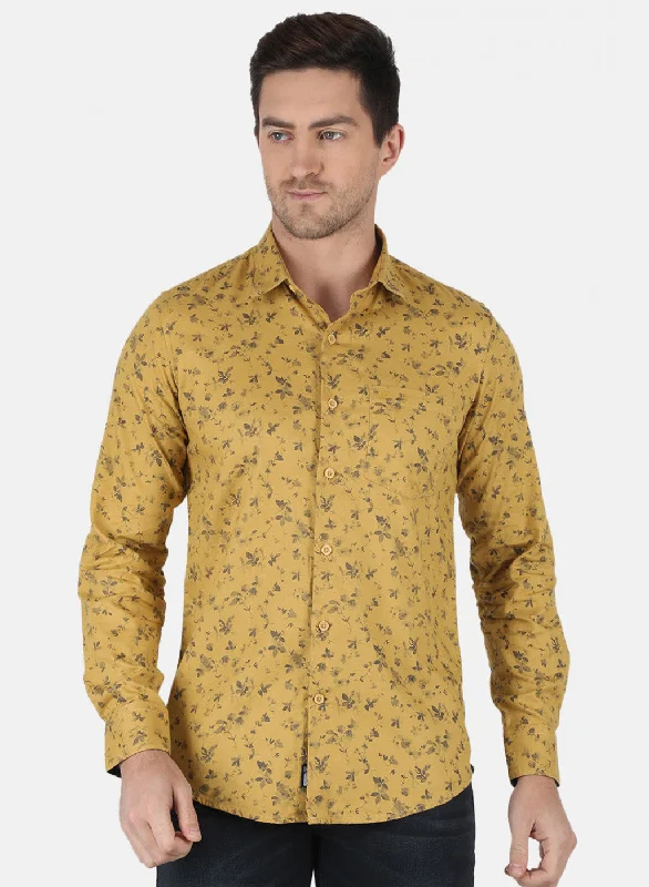 Men's Graphic - Printed Casual Shirts with Pop - Culture References for a Fun and Stylish LookMen Mustard Printed Shirt Men's Graphic - Printed Casual Shirts with Pop - Culture References for a Fun and Stylish LookMen Mustard Printed Shirt