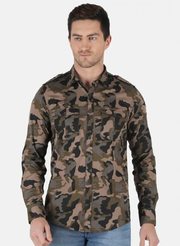 Men's Thermal - Lined Casual Shirts in Black for Added Warmth in Cold WeatherMen Olive Printed Shirt Men's Thermal - Lined Casual Shirts in Black for Added Warmth in Cold WeatherMen Olive Printed Shirt