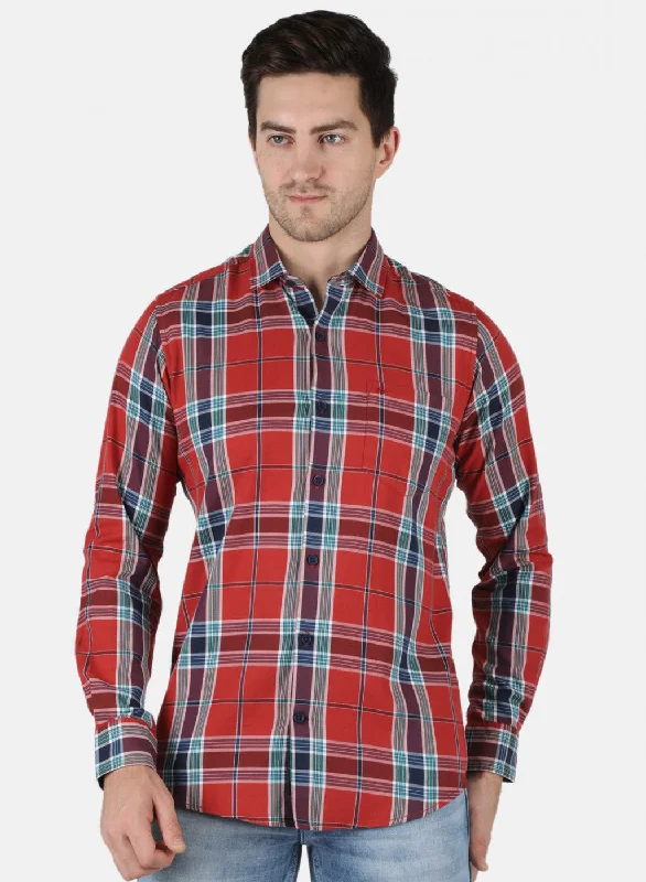 Men's Wrinkle - Resistant Polyester Blend Casual Shirts for Easy Travel and MaintenanceMen Orange Check Shirt Men's Wrinkle - Resistant Polyester Blend Casual Shirts for Easy Travel and MaintenanceMen Orange Check Shirt