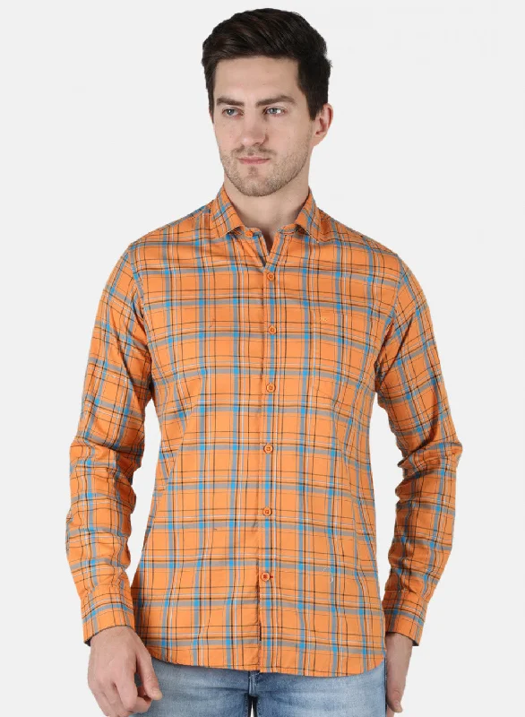 Men's Two - Tone Contrast Panel Casual Shirts in White and Navy for a Stylish and Eye - Catching DesignMen Orange Check Shirt Men's Two - Tone Contrast Panel Casual Shirts in White and Navy for a Stylish and Eye - Catching DesignMen Orange Check Shirt