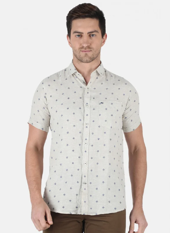 Men's Embroidered Detail Casual Shirts in Beige for a Touch of EleganceMen Sky Blue Printed Shirt Men's Embroidered Detail Casual Shirts in Beige for a Touch of EleganceMen Sky Blue Printed Shirt