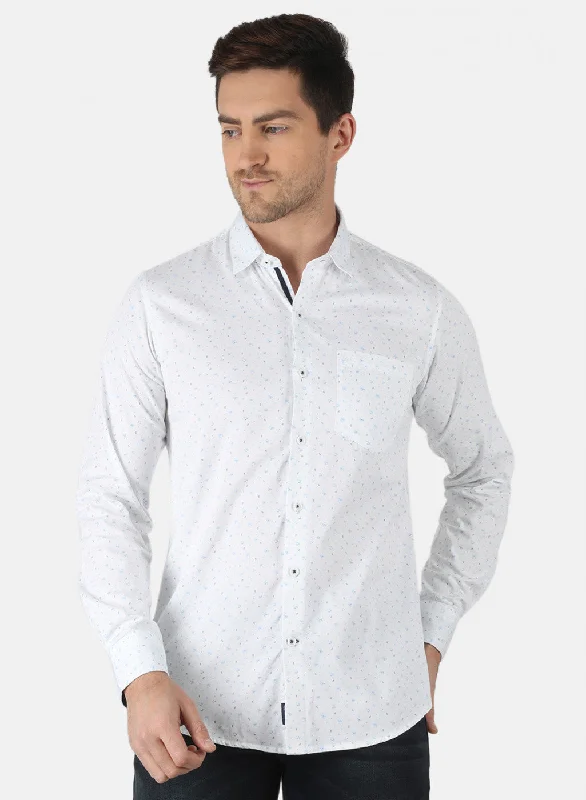 Men's Button - Down Oxford Casual Shirts in Crisp White for a Classic and Versatile StyleMen White Printed Shirt Men's Button - Down Oxford Casual Shirts in Crisp White for a Classic and Versatile StyleMen White Printed Shirt
