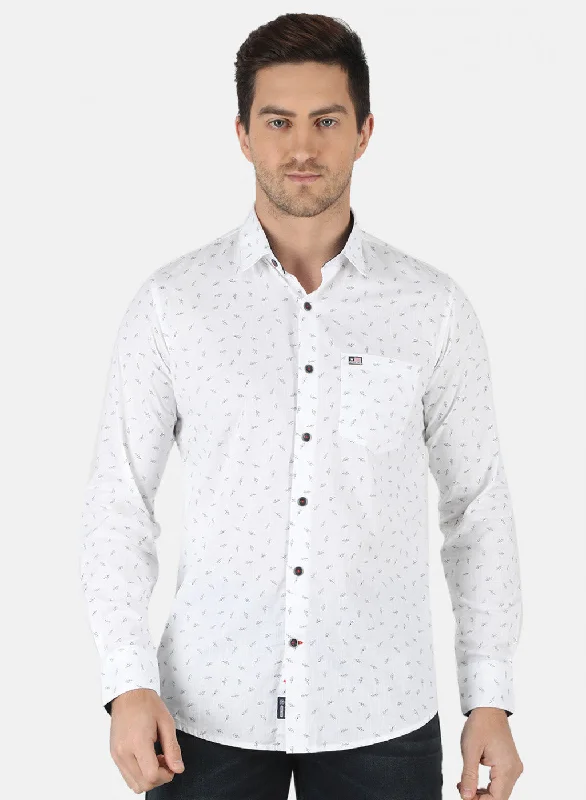 Men's Shearling - Lined Collar Casual Shirts in Brown for a Rustic and Warm AppealMen White Printed Shirt Men's Shearling - Lined Collar Casual Shirts in Brown for a Rustic and Warm AppealMen White Printed Shirt