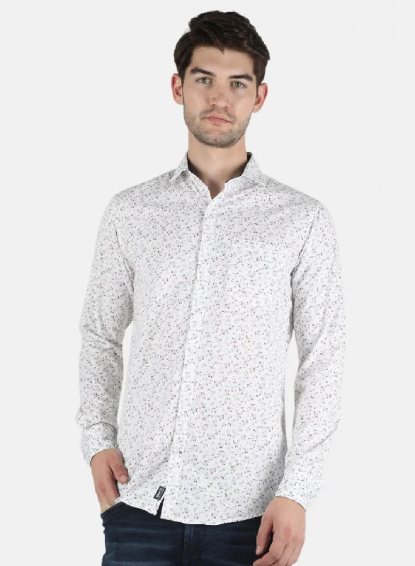 Plus Size Men's Striped Chambray Casual Shirts with a Spread Collar for a Preppy AppearanceMen White Printed Shirt Plus Size Men's Striped Chambray Casual Shirts with a Spread Collar for a Preppy AppearanceMen White Printed Shirt