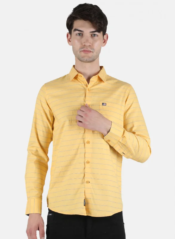 Men's Sustainable Recycled Material Casual Shirts for Eco - Conscious ConsumersMen Yellow Stripe Shirt Men's Sustainable Recycled Material Casual Shirts for Eco - Conscious ConsumersMen Yellow Stripe Shirt
