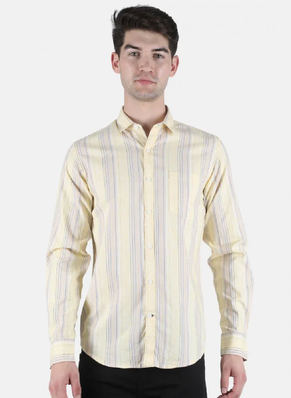 Men's Stretch - Fabric Casual Shirts in Navy Blue for a Comfortable and Flexible FitMen Yellow Stripe Shirt Men's Stretch - Fabric Casual Shirts in Navy Blue for a Comfortable and Flexible FitMen Yellow Stripe Shirt