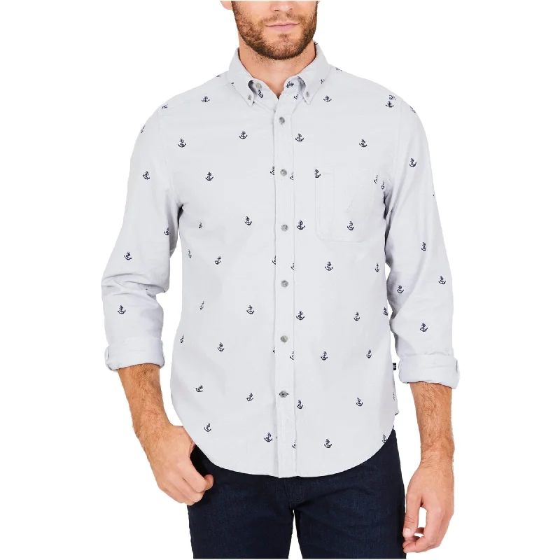 Men's Wrinkle - Resistant Polyester Blend Casual Shirts for Easy Travel and MaintenanceNautica Mens Anchor Print Button Up Shirt Men's Wrinkle - Resistant Polyester Blend Casual Shirts for Easy Travel and MaintenanceNautica Mens Anchor Print Button Up Shirt